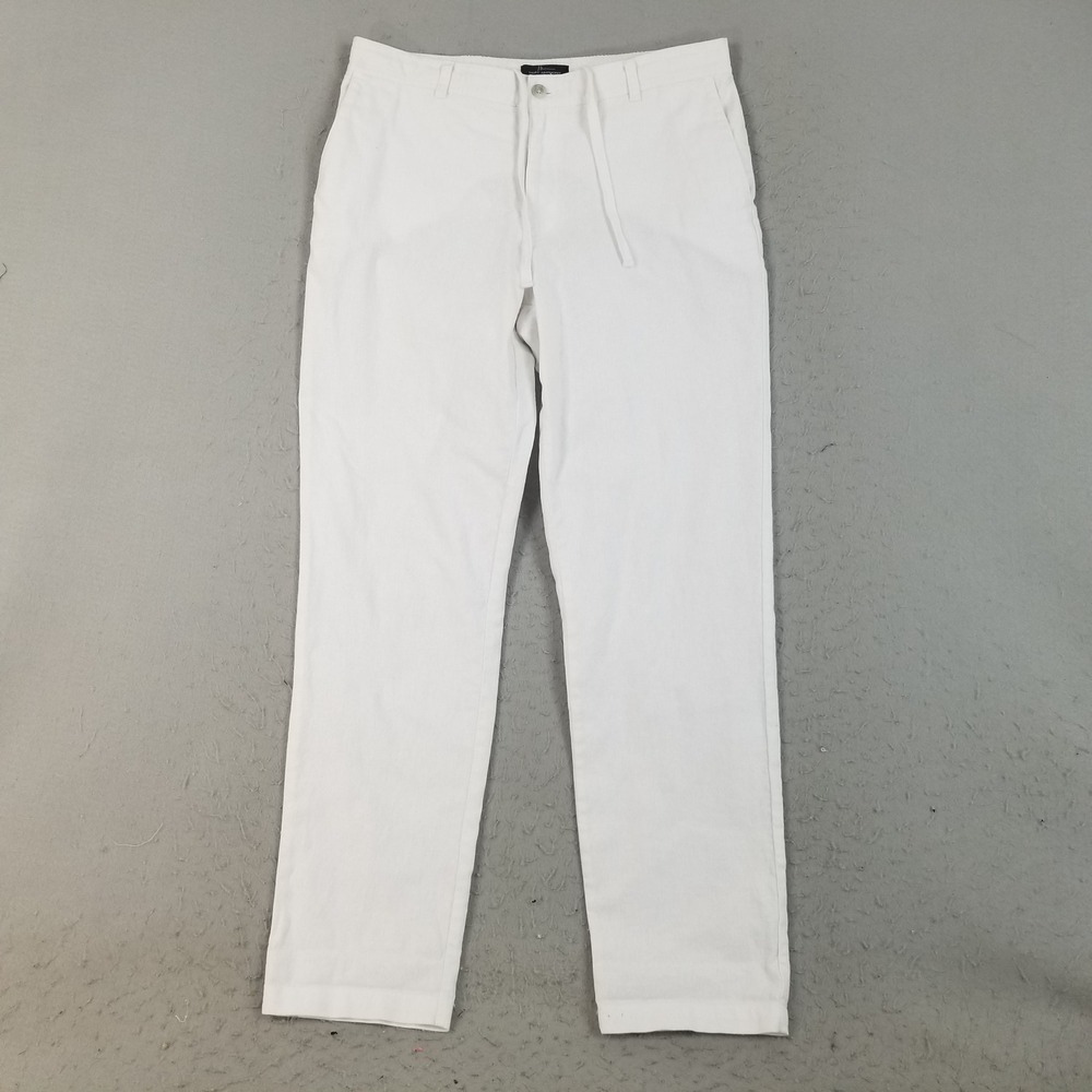 Marc Anthony Pants Mens 36x34 White Luxury Linen Blend Drawstring Beach Casual